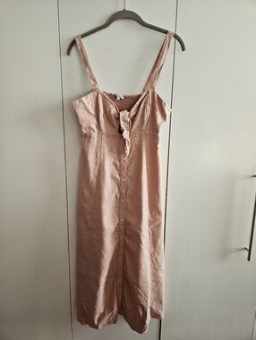 Splendid Size S Strappy Button-Front Midi Dress in Dusty Rose